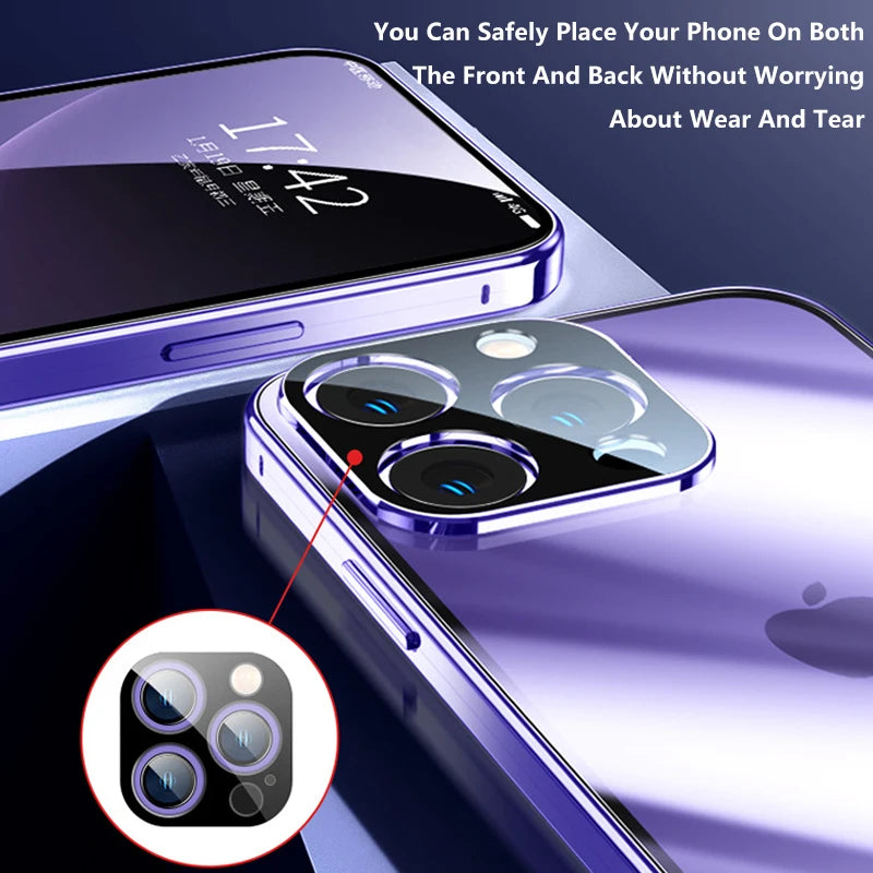 Double Glass Anti-Peep Privacy Magnetic Adsorption Case For iPhone 15 14 13 12 Pro Max 15Plus With Camera Lens Protection Cover