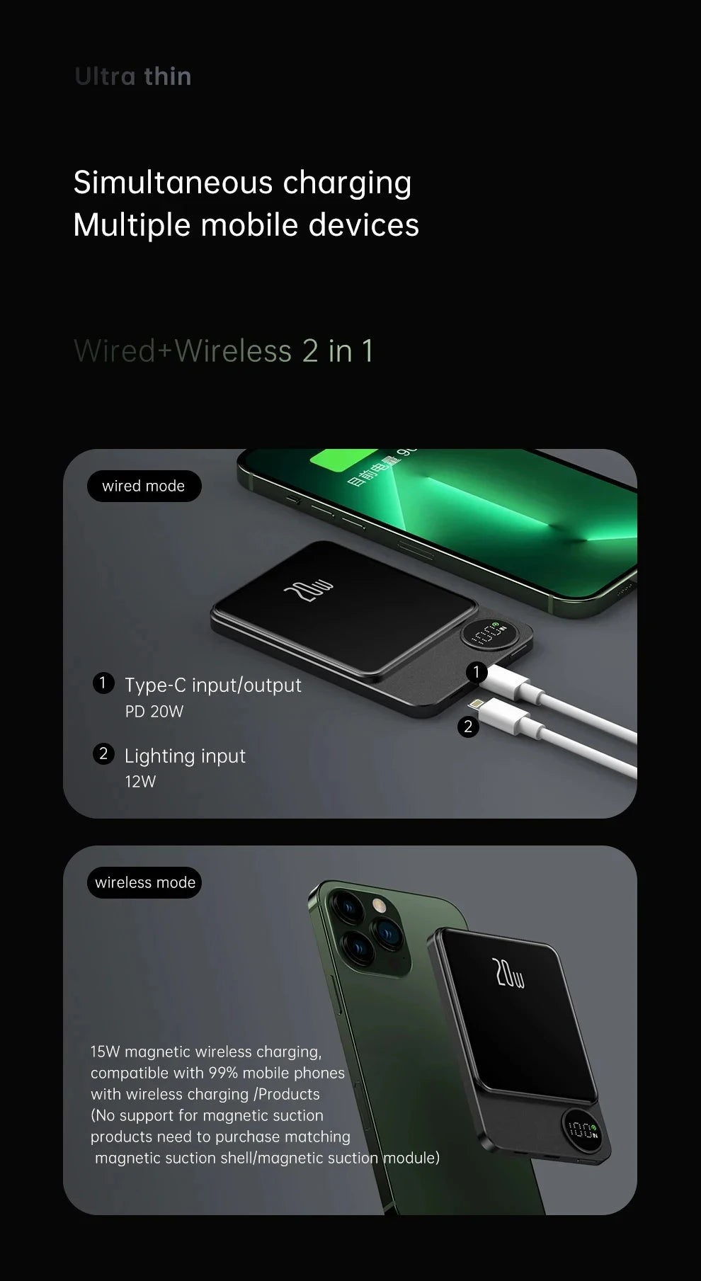 Magnetic Wireless Power Bank for All Devices